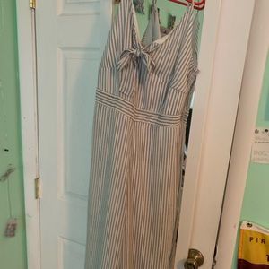 Blue and White Striped Jumpsuit